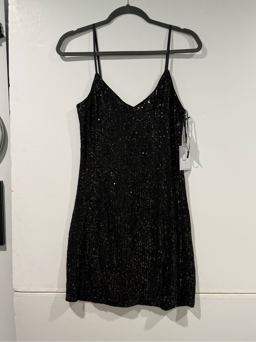 1. State Black Sequin Mini Slip Dress